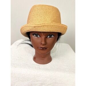 Straw Fedora Hat Brown Band Trilby Style Sun Hat
